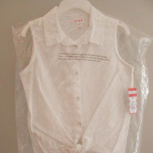 Cat & Jack White Cotton Hi Lo Sleeveless Shirt L